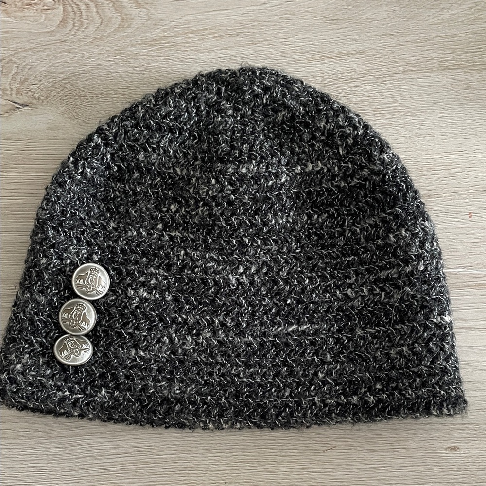Columbia Charcoal Knit Beanie with Silver Buttons